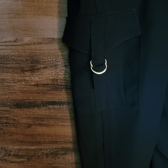 Chico's Chiffon Cargo Jogger Pants 2 R = L Cropped Pockets Zip Leg Hi Rise NWOT - Picture 3 of 15